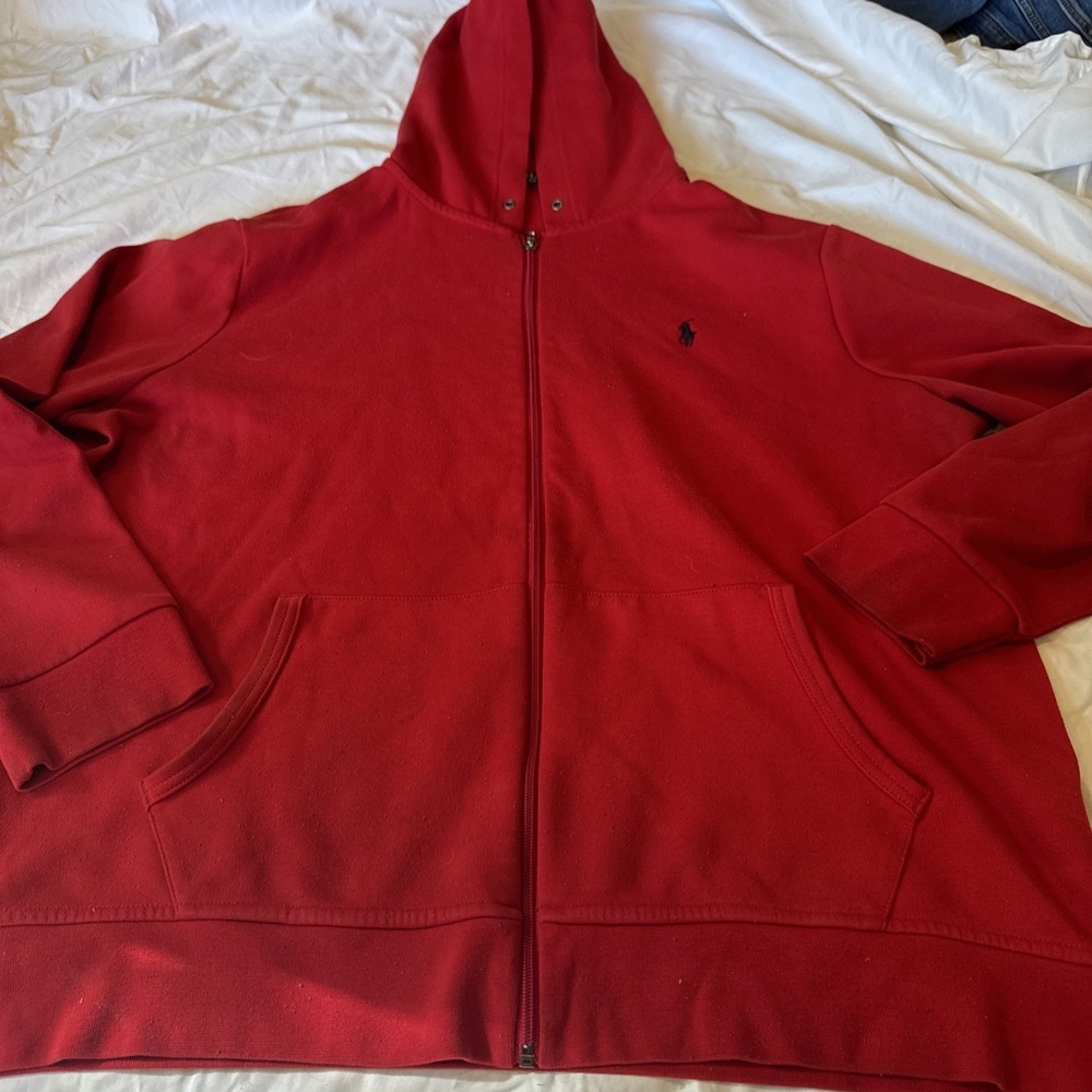 Ralph Lauren Polo Red Full Zip‎ Up Sweatshirt XXL No Laces